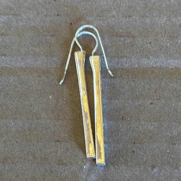 Sleek Silver Tone & Rhinestone Earrings - Picture 2 of 5